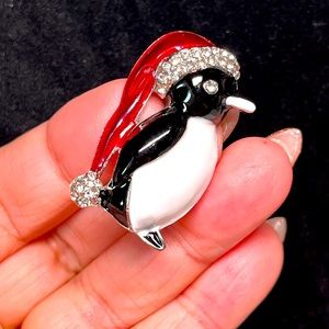 Betsey penguin Christmas pin